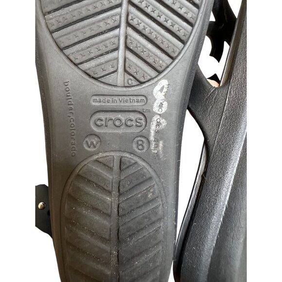 Crocs Sanrah Black Beveled Circle Flat Slide Sandal Women Size 8 Discontinued - Picture 11 of 12